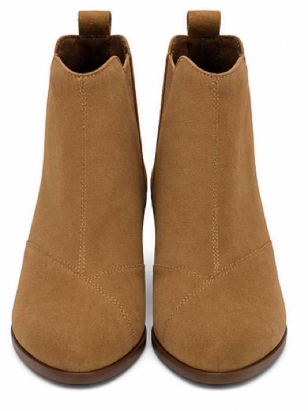 TOMS Tan Suede Ankle Booties Block Heel Size 9.5 NEW